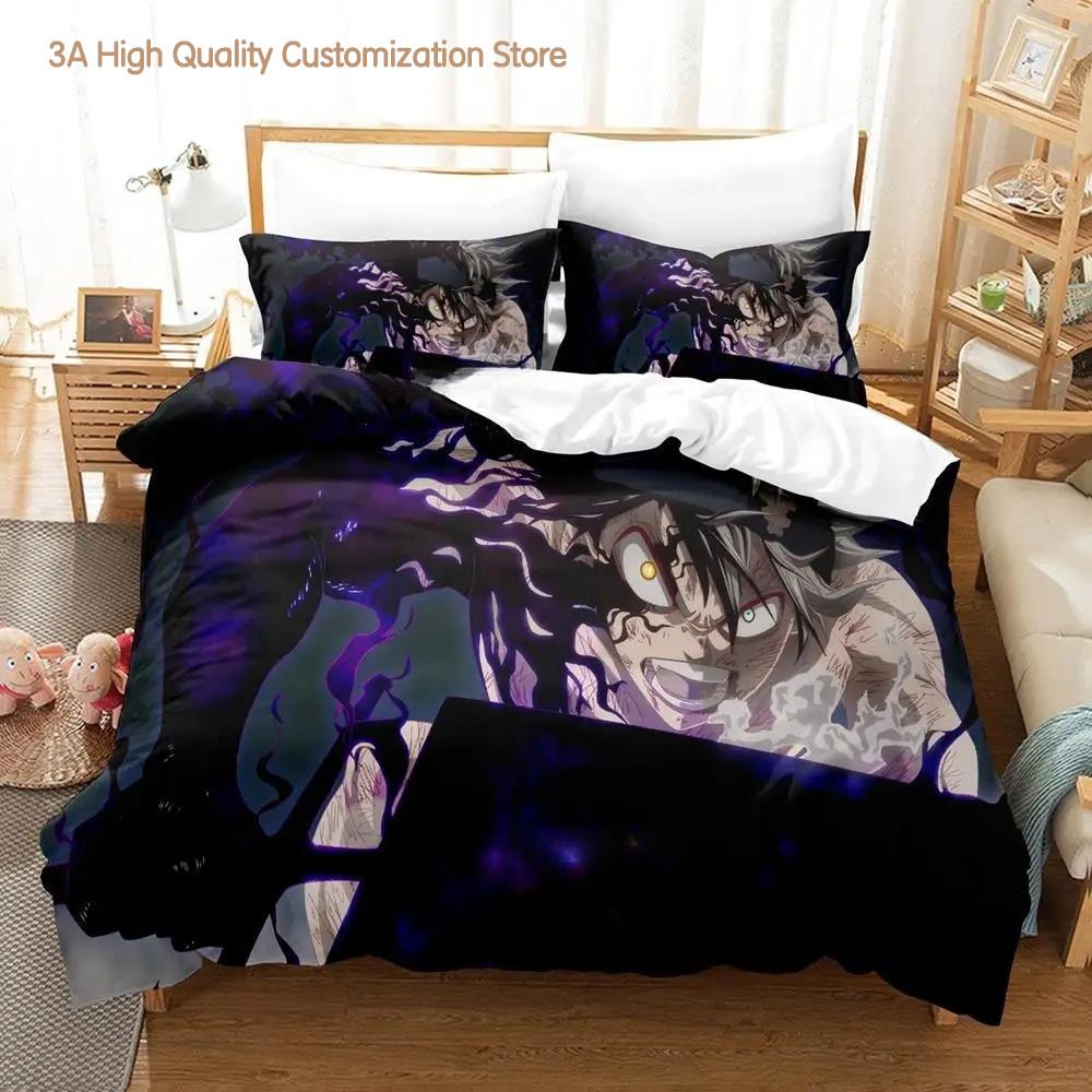 Neues Black Clover Bettwäscheset Einzelbett Doppelbett Full Queen King Size Bettwäscheset Schlafzimmer für Jungen und Erwachsene Bettbezug-Sets 3D Anime Bettlaken-Set
