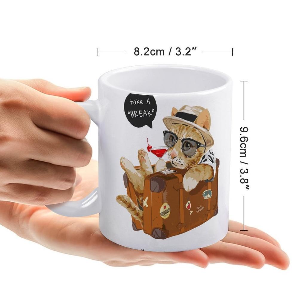1 Stück 11oz Weiße Keramiktasse Beidseitig bedrucktes Element Langlebige Kaffeetasse Perfekt für Zuhause Büro Tägliches Getränk