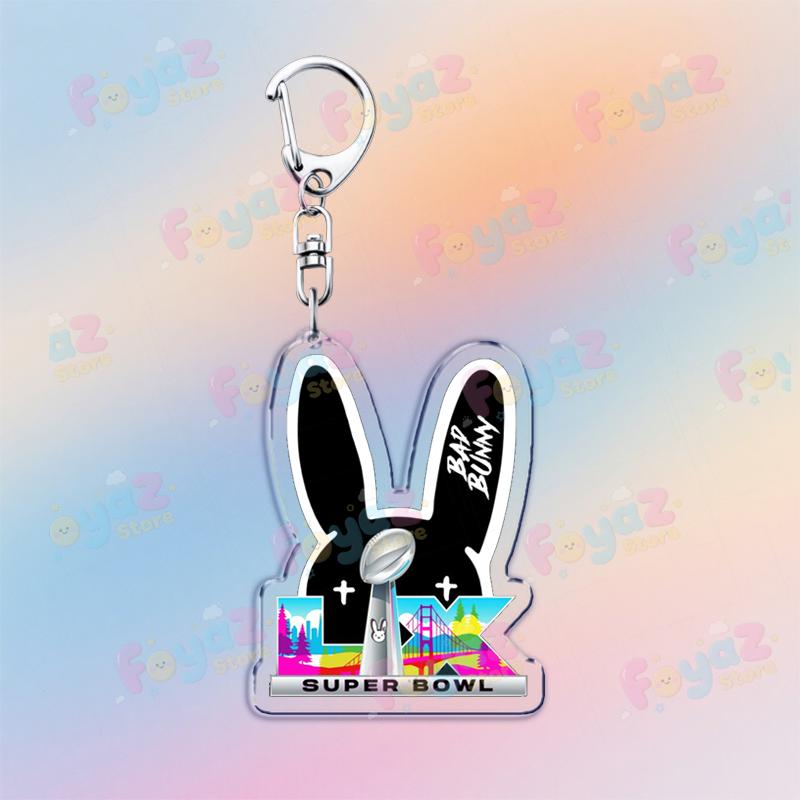

Cute Rabbit Benito Bowl Keychain Accessories Bag Rapper Album Football Keyrings Jewelry Fans Friends Gifts