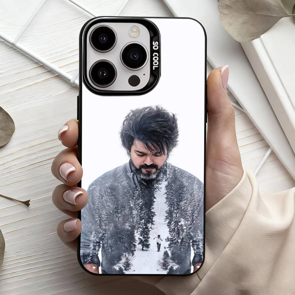 T-ThalaPathy Actor V-Vijay-Y Phone Case For iPhone17,16,15,14,13,12,11 Plus,Pro Max Black Candy Silver Plated Cover