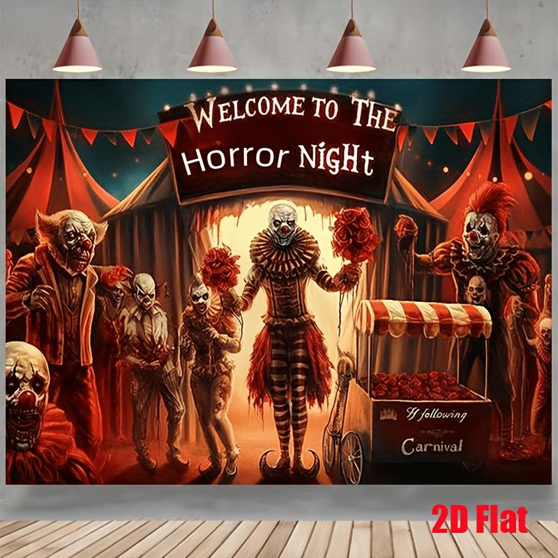 Ghost Clown Carnival Night Theme Polyester Fabric Photography Background and Party Banner Indoor/Outdoor Celebration
