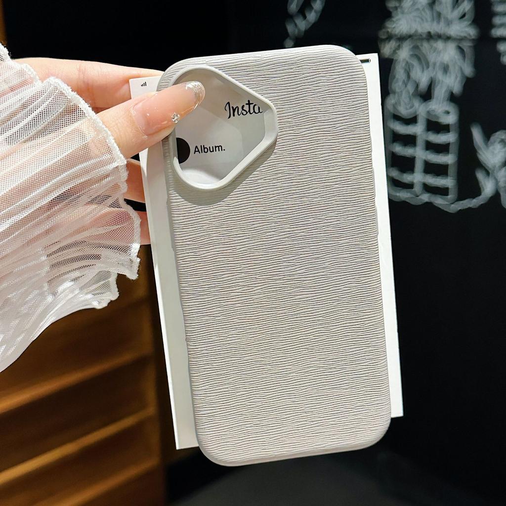 16PRO leather rabbit material mobile phone case is suitable for Apple 16 fashionable and simple 15promax protective case, anti-drop solid color