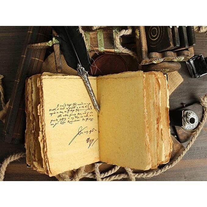 Skórzany dziennik w stylu vintage „Słońce i księżyc” • papier z krawędziami, zaklęta księga cieni