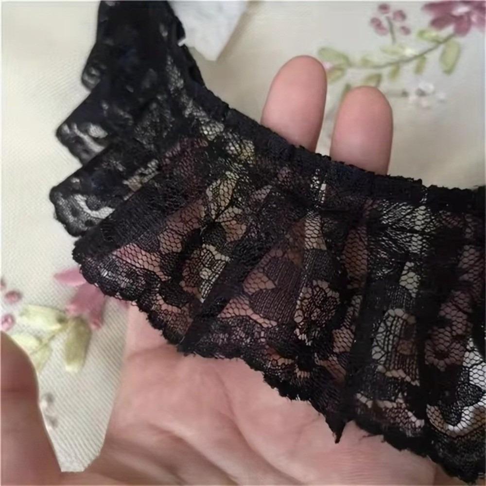 6cm Width Embroidery Lace Trim Black Color Guipure Lace Decor Ruffle Lace Trim For Dress Decor