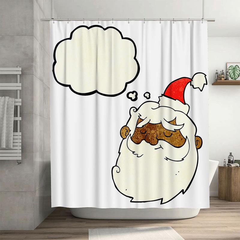 

TU Милый Санта-Клаус Шторка для душа Рождественский Декор Ванной Комнаты Праздничная Водонепроницаемая Тканевая Подкладка для Дома 90x180cm35x71in