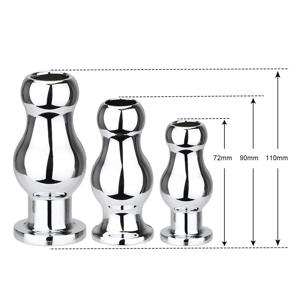 Anal Sex Toys G-spot Stimulator Sex Toys For Woman Men Gay Metal Hollow Anal Plug Anal Dilator Butt Plug Douche Enema Syringe