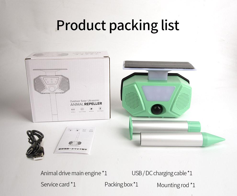 

Ультразвуковой солнечный отпугиватель животных со светодиодной вспышкой - Эффективен против кошек, птиц, мышей и комаров