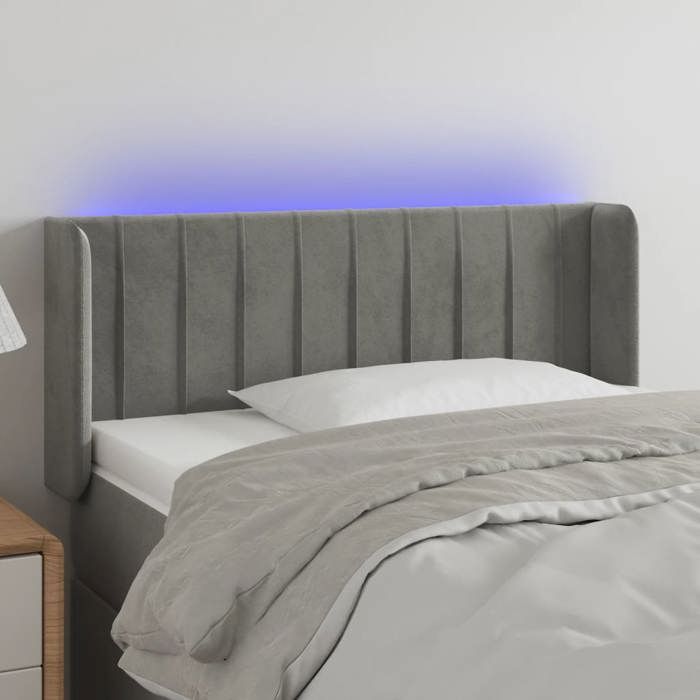 VidaXL Tête de Lit à LED Meuble de Chambre à Coucher Accessoire de Lit Simple Tête de Cadre de Lit Intérieur Gris Clair 3123516