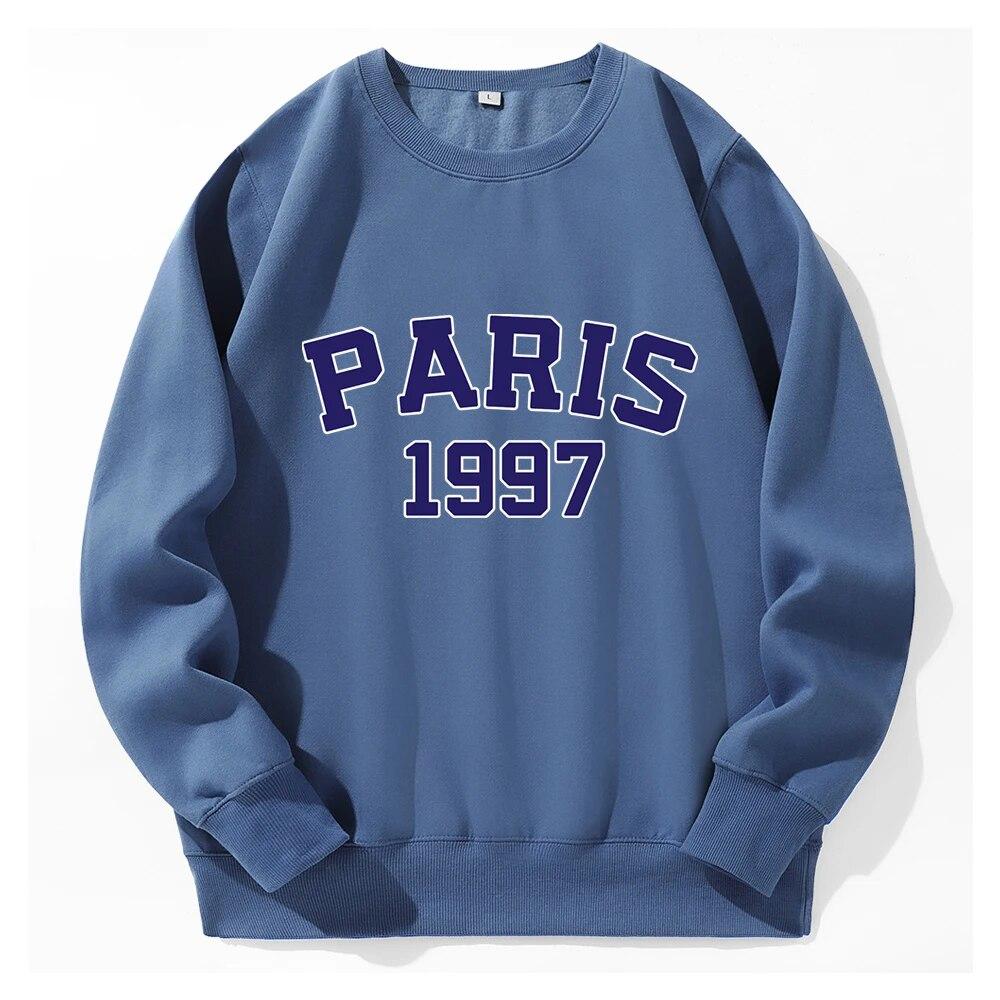 Paris 1997 Street City Hanorac imprimate cu litere unisex Moda noutate Hanorac clasic Trend Haine largi oversize fleece