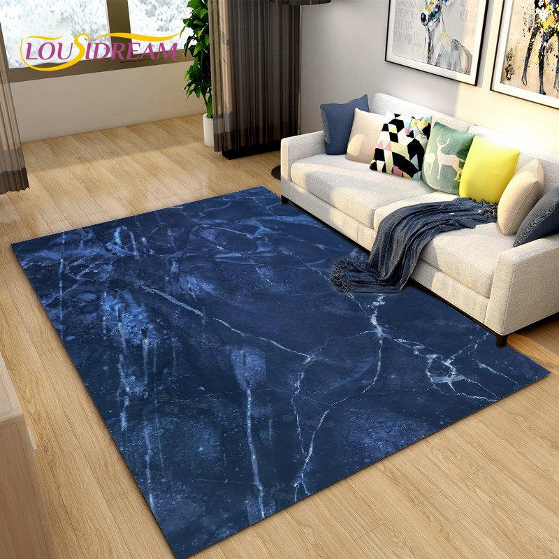 Nordic Black Colour Gold Marble Area Rug Large,Carpet Rug for Living Room Bedroom Sofa Doormat Decoration,kid Non-slip Floor Mat