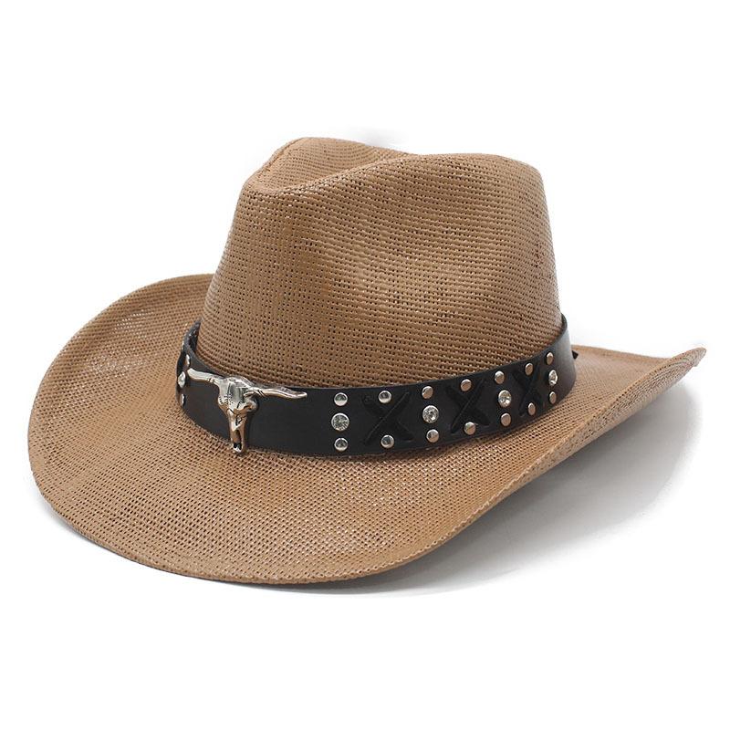 New Western Cowboy Hat Beach Hat Men's and Women's Panama Straw Hat Top Hat American High Top Cowboy Hat