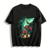 Fun Boxing Shark Print Casual T-Shirt Unisex Trendy Loose Top Pure Cotton T-shirt