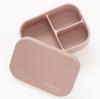 FIOLLU Silicone Lunch 3 Grooved and Oven Mauve Pink Box, 800ml, Compartments, Lid, Leak-Resistant, BPA-Free, Microwave, Dishwasher, Safe,