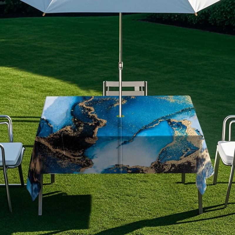 Outdoor Rectangular Table Cover With Starry Sky Sand Flow Waterproof Elastic Edge Patio Garden Dining