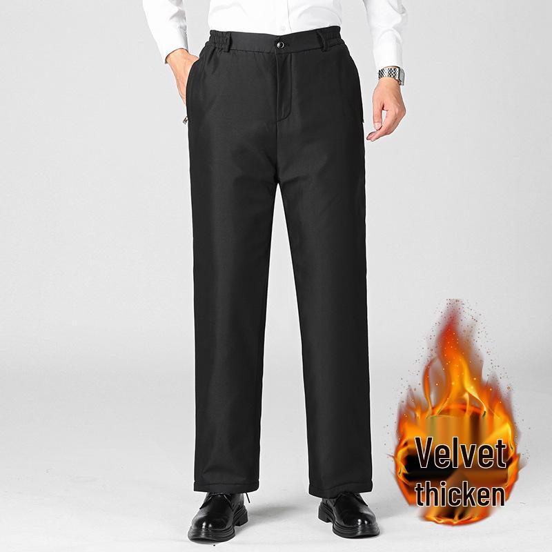 

Men s Fleece-Lined Cotton Pants: Soft, Comfortable, Loose-Fit Winter Wear for Middle-Aged and Elderly 5XL (suggested for 93-100 kg) чорний