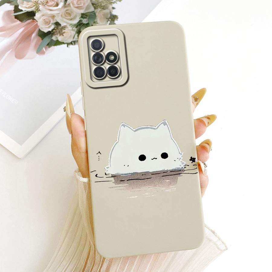 Case For Samsung A31 Galaxy A71 Phone Cover for Samsung A315F A715F A 71 Soft Silicone Bow Painted Flower Phone Funda