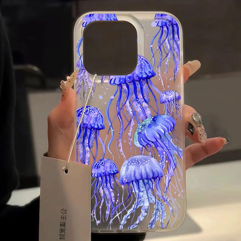 

Ocean Jellyfish Print Phone Case For iPhone 17 16 15 14 13 12 11 Pro Max 16E XS X XR 7 8 Plus 12 Mini Shockproof Silicone Cover iPhone 15