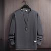 Fake Two Pieces Long-sleeved Embroidery Round Neck Loose and Too Large Casual Pullover Explosive Sweater Men's Solid Color