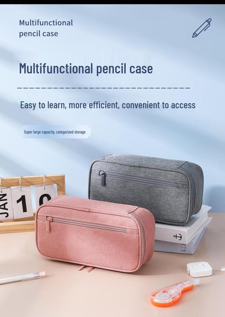 Large Capacity Multi-layer Pencil Case for High School Students - Dirt-resistant and Simple Design