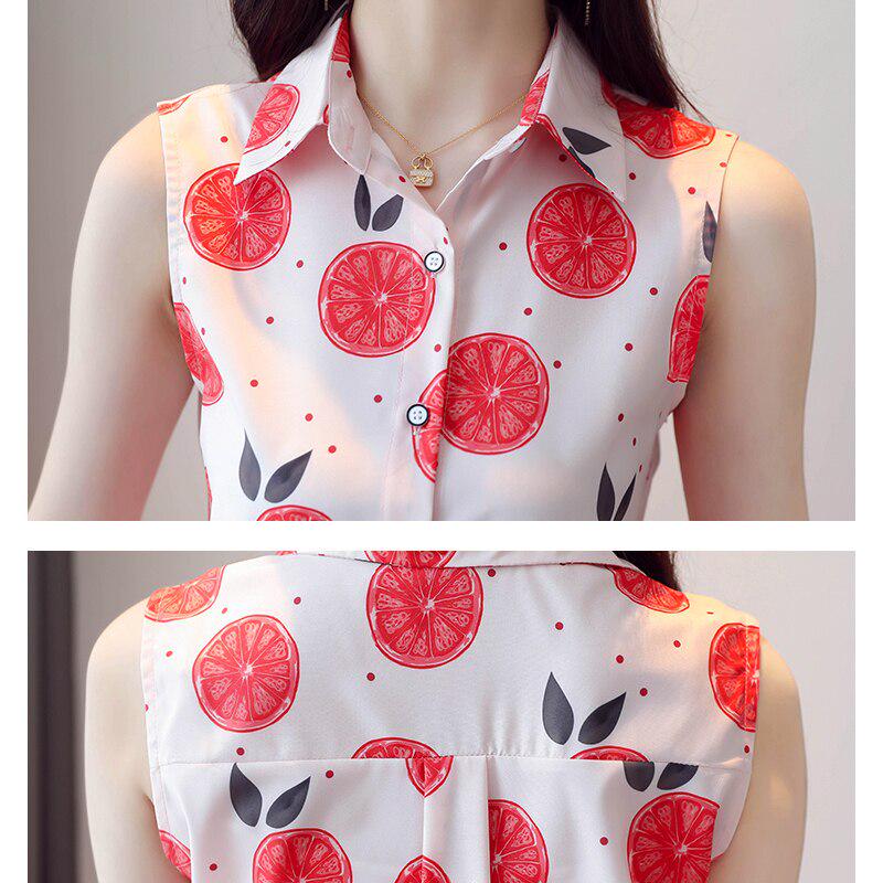 Letní chifonová košile bez rukávů pro ženy ležérní plus size kardigan dámská halenka potisk dámská