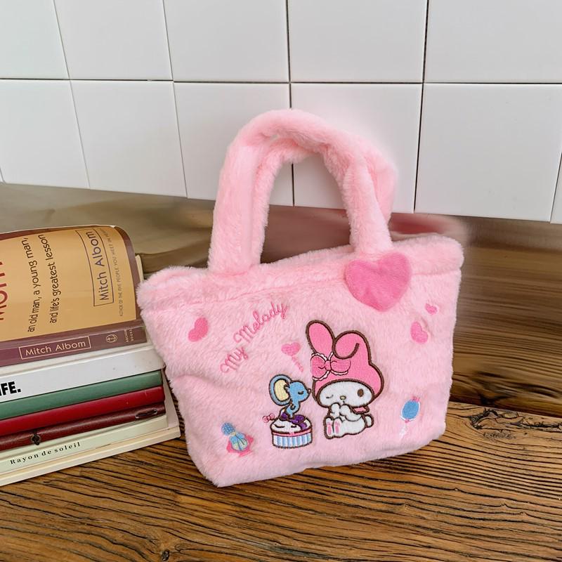 

Sanrio Cartoon Plush Handbag Lunch Bag for Kids and Students рожевий