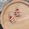 Stylish Strawberry Cake Earrings for Ladies Handmade Fun Food Eardrop Jewelry