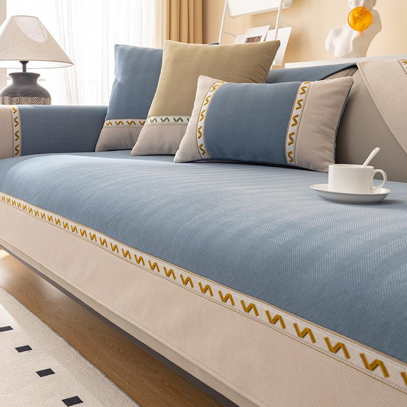 Sofa Cushion Four Seasons Universal Non-Slip Simple Cream Style Fabric Seat Cushion Cover Cover