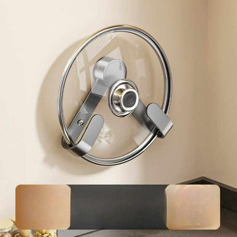 Suction Cup Rotating Lid Rack Wall-mounted Non-punching Wall Kitchen Rack Hanger Storage Bracket