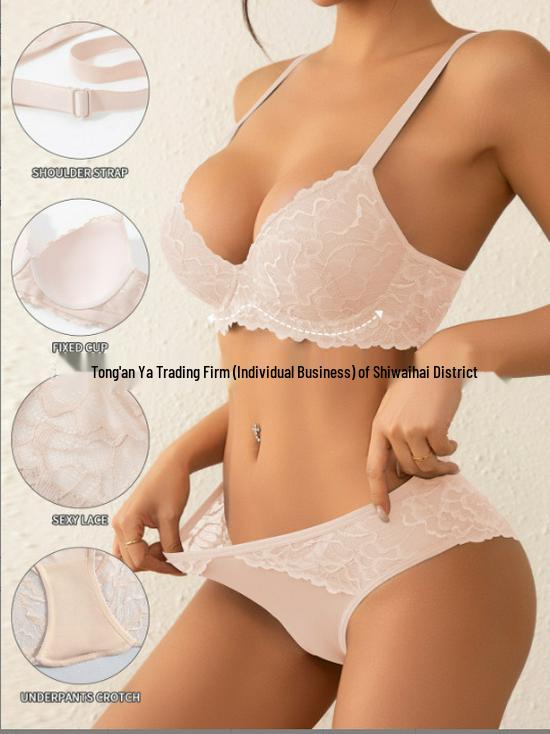 Cross-border Sexy Lace Push-up Bra Set for Women - Hot Selling