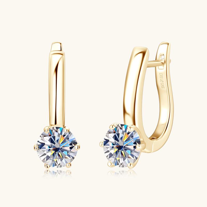 6.5mm Fashion Classic Six Prong Setting Moissanite Earrings D VVS1 Delicate Exquisite Jewelry