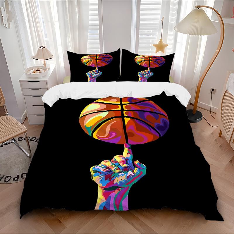

3pcs Basketball Art Bedding Set, Includes 1 Comforter + 2 Pillowcases, Without Pillow Inserts, Soft Comfortable, Lightweight Breathable058 135x200cm