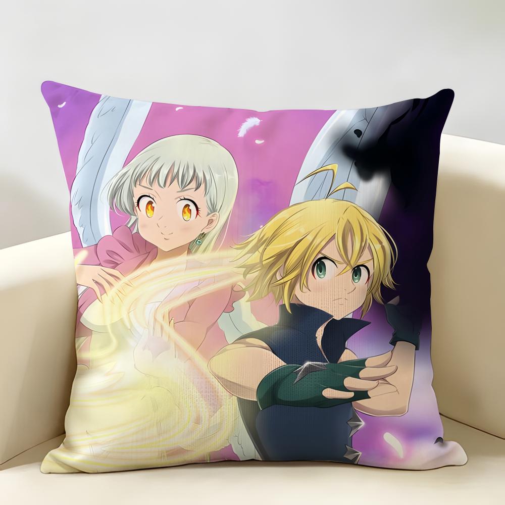 Anime DDeadly SSins Cushion Cover Natural Linen Organic Fabric DoubleSided Printing Room Sofa Decor Pillow Case