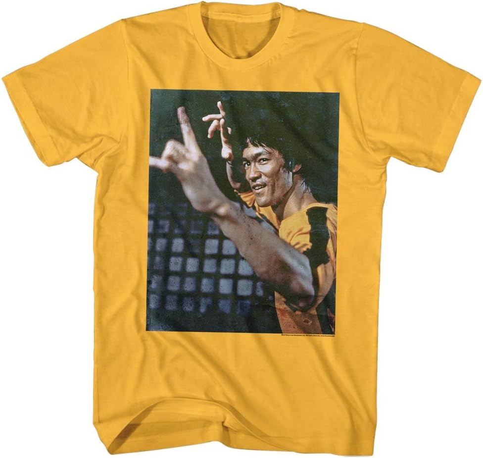 Bruce Lee Chinese Martial Arts Icon Yellow Shirt Adult T-Shirt Tee S