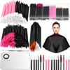 260 Pieces Disposable Makeup Tools Kit, Eyeliner Brushes Mascara Wands Lipstick Applicators Plastic Organizer Box Short Waterproof Cape