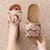 Summer Cool Rattan Mat Slippers - Bowknot Design, Non-Slip Indoor Bamboo Weave, Fish Mouth Style