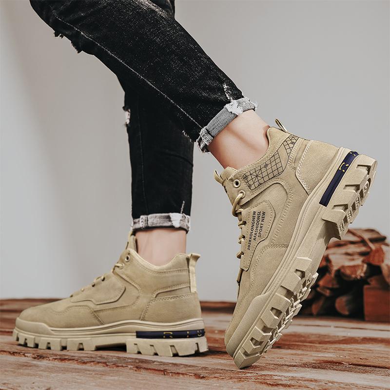 Fashion CYYTL High Top Men Boots Ankle Casual Shoes Leather Outdoor Platform Walking Fashion Luxury Designer Work Sneakers Cowboy Winter