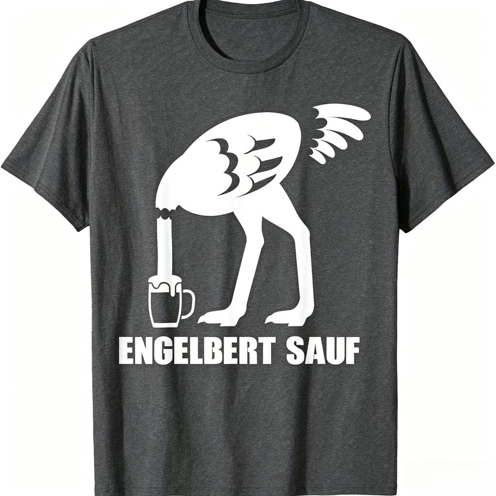 Gerunisex Humor Strauß Bierkrug Aufdruck T-Shirt Engelbert Sauf Lustiger Vogel Trink Tee Unisex Unisex Bar Party Tägliche Kleidung Oberteile