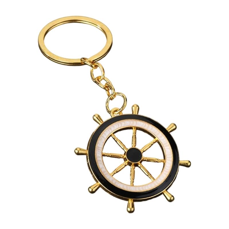 Practical Everyday Use Keychain Decors Featuring Marine Anchors And Helm In Zinc Alloy Blue White Color Scheme