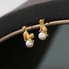 Lustige Katzen-Perlen-Steckohrringe für Damen Tier Haustier Asymmetrische Mädchen-Ohrringe Minimalistischer Kleiner Schmuck Geschenk