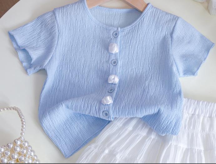 Girls Summer Fashion 2 Piece Set Cute Short Sleeve Top And Skirt Outfit Trendy Baby Clothes For Kids