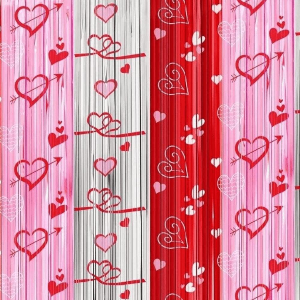 Bowknot Valentine's Day Party Backdrop Love Heart Streamers Hanging Curtains  Birthday Party