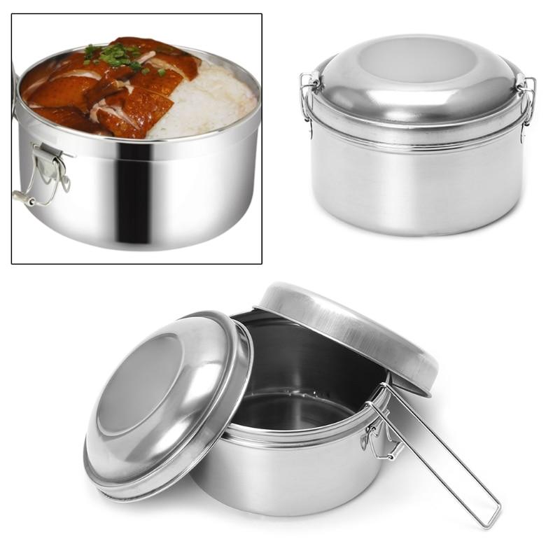 Bento Stainless Steel Lunch Box Food Picnic Container 2 Level Round Shape | Breakfast Boxes