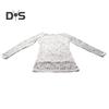 Women Tops Skew Collar Long Sleeve Lace Shirt Hollow Lace Splicing Solid Color Slim Fit Embroidery Lace Flower Tops