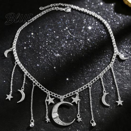 Ciondoli Collana con Stella e Luna Catena con Nappa Boho Choker
