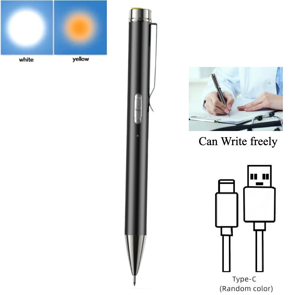 2 in 1 Nursing Flashlight USB Rechargeable Medical Handy Pen Light LED Torch Lamp with Stainless Steel Clip Pocket