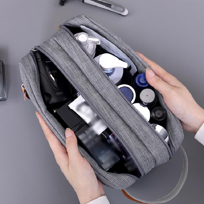 Simple solid color large capacity women's handbag Large capacity zipper waterproof Oxford handbag Daily wash and toiletries bag