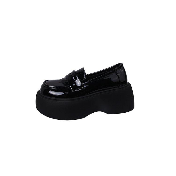 

2025 new British style black platform small leather shoes women s spring and autumn Japanese jk single shoes one-pedal loafers 35