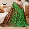 Temperature-locking Blanket Pixel Grid Miners Kids Flannel Blanket, Geometric Patchwork Pixelated Bed Brown Green Fuzzy Cartoon Gamepad Video