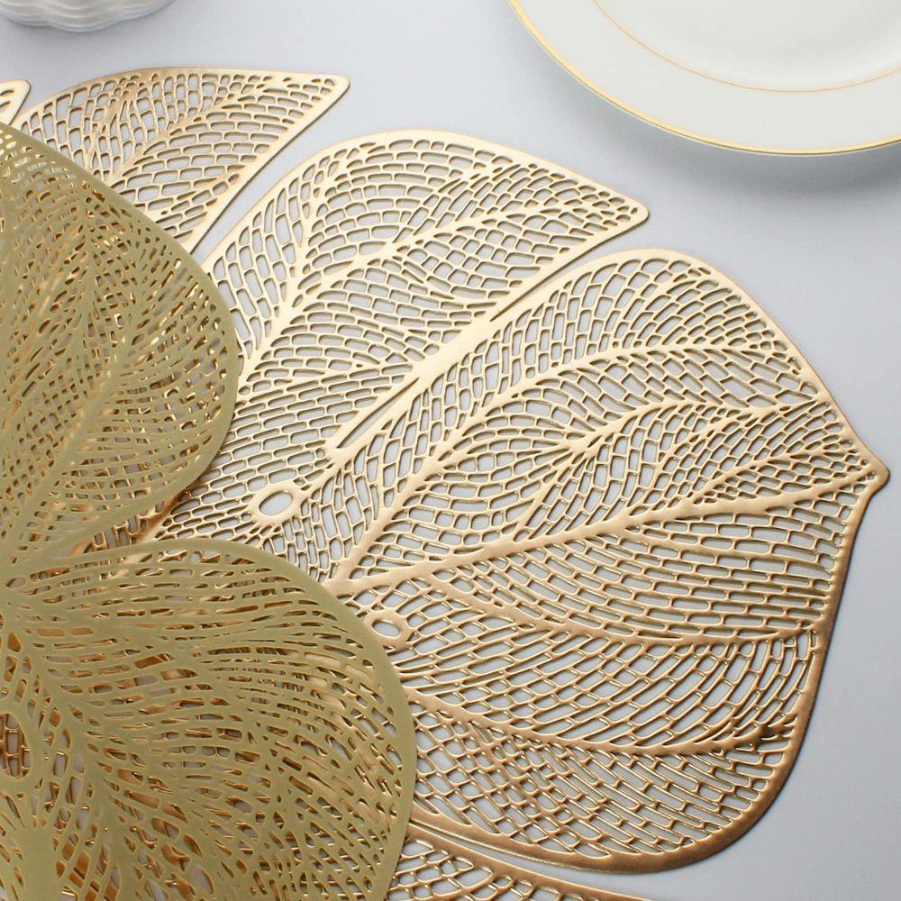 3pcs Hollow Table Mat Anti-stain Coaster Kitchen Accessories Leaf Shape Placemat  Hotel