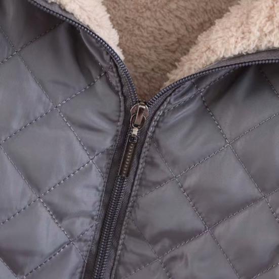 Women Coat Solid Color Hooded Plush Thicken Winter Jacket for Work